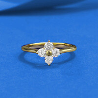 wholesale S925 Silver Exquisite Lucky Clover French Four-Leaf Clover Flower Ring, Fresh and Elegant Style-R1493 Gold Four-Leaf Clover Ring Size 8