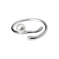 wholesale 925 Sterling Silver Double Layer Synthetic Pearl Ring Korean Style Minimalist Niche Design Elegant and Temperament Single Ring R01264-0-4