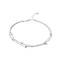 wholesale 925 Sterling Silver Double Layer Heart Ankle Chain Women's Korean Style Simple and Minimalist Summer Beach Foot Jewelry with a Premium Feel-0-4