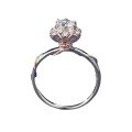 wholesale 925 Silver New 50-Point Simulated Diamond Hand-Tied Flower Ring for Women, Fashionable and Exquisite Band-0-4