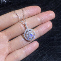 S925 Sterling Silver Cross Border New Eight Treasures Compass Moissanite Pendant Necklace-0-1