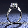 925 Sterling Silver 1ct Iris Round Brilliant Moissanite Bullhead Ring Factory Wholesale Live-0-1