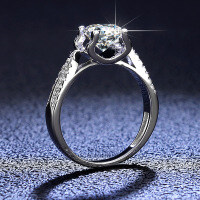 925 Sterling Silver 1ct Iris Round Brilliant Moissanite Bullhead Ring Factory Wholesale Live-1 carat (D color moissanite)  11 yards