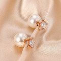 wholesale S925 Sterling Silver 12MM White Shell Pearl Round Earrings High-End Camellia Ear Studs Wholesale-0-0