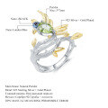 wholesale 925 Silver Designer High-End Natural Peridot Jewelry Set, Magpie Chinese Style Ring and Earrings-0-3