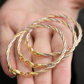wholesale 925 Silver Plated with 18K Yellow Gold and Rose Gold Italian Import Three-Color Twisted Shank Bracelet-0-2