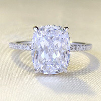 wholesale S925 Silver New High-Carbon Diamond Square White Diamond Ring for Women, Simple and Stylish European Design-R818 White Diamond No. 5