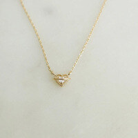 wholesale S925 sterling silver heart zircon necklace for women, vintage, simple, small, exquisite, and stunning heart-shaped pendant chain-BX0481-Gold>925 Silver