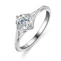 Silver Moissanite Ring, 50 Points, Four-Prong, Ins Style, Live Stream Wholesale-0-2