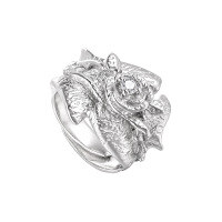 wholesale S925 Sterling Silver 016 Niche Individualistic Textured Irregular Luxury Diamond-Encrusted Thorn Rose Ring for Women-Platinum [No. 10/Adjustable] Opening adjustable