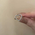 wholesale 925 Silver White Gold Openwork Heart-shaped Ring with Surrounding Accents, Petite and Elegant, Cross-border Live Streaming-0-1