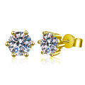 Gold-Plated S925 Silver Classic Four-Prong Moissanite Stud Earrings, Cross-Border Hot Seller-0-11