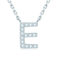 S925 Sterling Silver Necklace with Moissanite Pendant, Unisex Classic Style, Clearance Shipping Included.-Letter E Necklace [Moissanite]