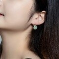 wholesale S925 Sterling Silver European and American New Minimalist Fashion Moss Green Bow Earrings Elegant Ear Wholesale from Manufacturer-0-1