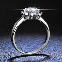 925 Sterling Silver Classic Smooth Band Snowflake D-color Moissanite Empty Ring Setting-1 carat (moissanite)  Hong Kong number 14