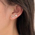 wholesale S925 Sterling Silver Minimalist Heart Stud Earrings for Women, Korean Ins Trendy Versatile Elegant Unique Earrings-0-4