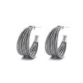 wholesale Metal S925 Silver Fashion Retro Aged C-Shaped Coil Minimalist Circle Metal Wind Niche Trendy Hoop Earrings Ear Clips-0-4