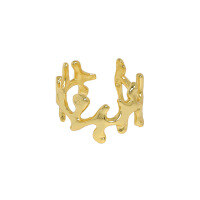 wholesale S925 Sterling Silver Korean Version INS Original Niche Design Sense Minimalist Versatile Lava Textured Open Adjustable Ring for Women-18K Gold [No. 14/Adjustable] Opening adjustable