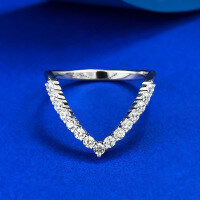 wholesale S925 Sterling Silver Deep V-Shaped Stackable Ring for a Personalized Fashion Statement, European and American Instagram Style-R1169 V-shaped ring No. 8