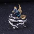 wholesale 925 Silver Italian Craftsmanship Designer Gemstone Ring, Natural Style Magpie Design with Genuine Topaz-0-1