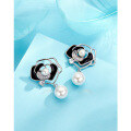 wholesale Sterling Silver Camellia Pearl Earrings Women New Design Light Luxury High-End Floral Ear Studs Small Niche Collection-0-0