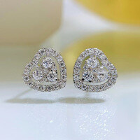 wholesale S925 silver new trendy European and American stylish heart-shaped earrings, cross-border bestseller-E158 Heart-shaped earrings>925 silver