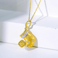 wholesale S925 Sterling Silver Red Elk Full Body Cross-Border New Christmas Hat Gift Necklace for Women, Small and Exquisite Luxury Collarbone Chain-BX0392-Gold Color-White Gold 925 Silver