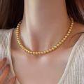 wholesale Metal material first, strong light perfectly round large 8mm South Sea golden pearl vintage French-style women's necklace-0-3