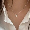 wholesale Sterling silver textured heart necklace women Korean high-end sense neckins collarbone chain-0-0