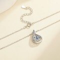 925 Silver Cross-Border Moissanite Necklace, 1 Carat Jumping Heart Pendant with Colorful Moving Waterdrop Moissanite-0-1