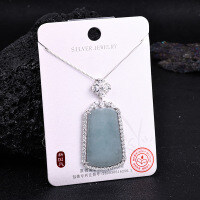 Metal Alloy Crystal Butterfly Necklace and Earring Set-S925 Sterling Silver + Jadeite NA-0087B 925 Silver
