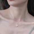 wholesale S925 Sterling Silver Autumn Winter New Pink Quartz Necklace with Delicate Floral Pattern Pendant Choker Wholesale from Manufacturer-0-1