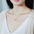 wholesale S925 Sterling Silver New Korean Minimalist Style Women's Necklace with Inset London Blue Topaz Wholesale-0-1