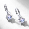 wholesale S925 Sterling Silver Cross-Border New Elegant and Exquisite Seven-Color Blue Moonstone Lotus Earrings, High-End Dangle Earrings for Ladies-0-2