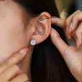 S925 Silver Moissanite Straight Row Round Earrings-0-2