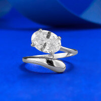 wholesale S925 Silver New Ins Style Ring Oval Egg-Shaped Open Adjustable Ring Minimalist Band-R1411 White Oval Ring  Size 9