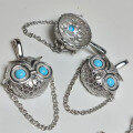 wholesale Metal material, high-end natural mineral turquoise owl pendant women's ins lightweight luxury versatile-0-1