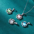 wholesale S925 silver metal Korean fashion elegant pendant necklace with synthetic cat's eye gemstone for women-0-0