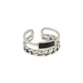 wholesale S925 Sterling Silver 1986 Korean Version INS Niche Design Vintage Distressed Double-Layer Chain Drip Glaze Textured Open Ring-0-4