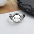 wholesale S925 Sterling Silver Retro Korean Style Braided Love Letter Ring Ins Creative Versatile Index Finger Ring for Women-0-1