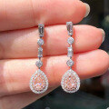 wholesale 925 Silver New Jewelry Elegant Everyday Versatile 5*7mm Pear-shaped Pink Diamond Stud Earrings for Women-0-2