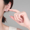 S925 Sterling Silver Full Moissanite Rectangle Stud Earrings-0-2
