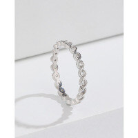 wholesale 925 Sterling Silver Rhombus Full Diamond Ring for Women, Ins Niche Design Minimalist Style Open Adjustable Fashion Index Finger Ring-Women's 925 Silver Zircon Ring Size 14