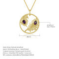 wholesale S925 Silver Designer High-End Gold Plated Pendant Feather Unique Design Natural Amethyst Necklace Pendant-0-4