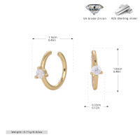wholesale S925 Sterling Silver Cross-border C-shaped Ear Cartilage Claw With Mini Inlaid Zirconia, Fashion Heart-shaped Pendant Loop For Hanging, Minimalist Style-925 silver gold plated 925 silver