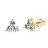 S925 Sterling Silver Moissanite Women's Geometric Square Stud Earrings-K Gold [Moissanite]