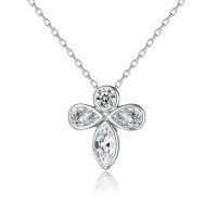 wholesale 925 Sterling Silver Butterfly Bee Necklace for Women, Versatile Ins Style Zircon Pendant Choker Wholesale-Platinum 925 silver