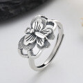 wholesale S925 Sterling Silver Vintage Creative Classical Hollow-Out Butterfly Design Ring, Personalized Fashion Literary Style Index Finger Ring-0-2