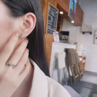 wholesale S925 Sterling Silver Vintage Antique-Style Snake Coil Design Resin Enamel Ring and Stud Earrings Set for Women-YFJ1010/Ring approx. 2.5g &gt; Opening adjustable