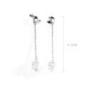 wholesale S925 Sterling Silver Korean Minimalist Heart Earrings Women Small Design Long Tassel Elegant Ear Studs Versatile Ear Accessories-0-5